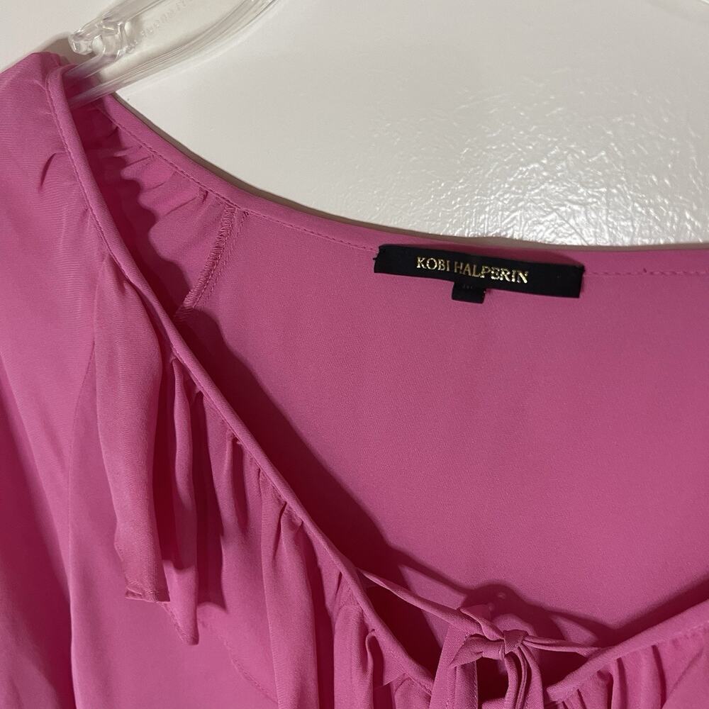 Kobi Halperin Womens Nicolette Pink Silk Ruffled Top Blouse Shirt medium $398 - Picture 3 of 6